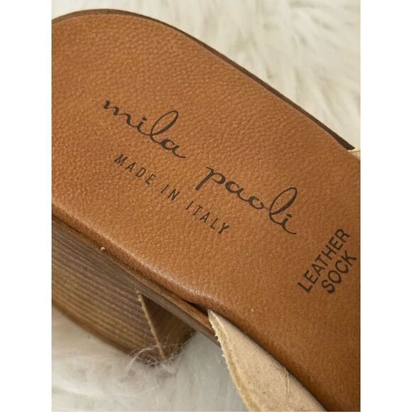 Mila Paoli Leather Suede Block Heel Sandals 7.5 - Picture 2 of 5